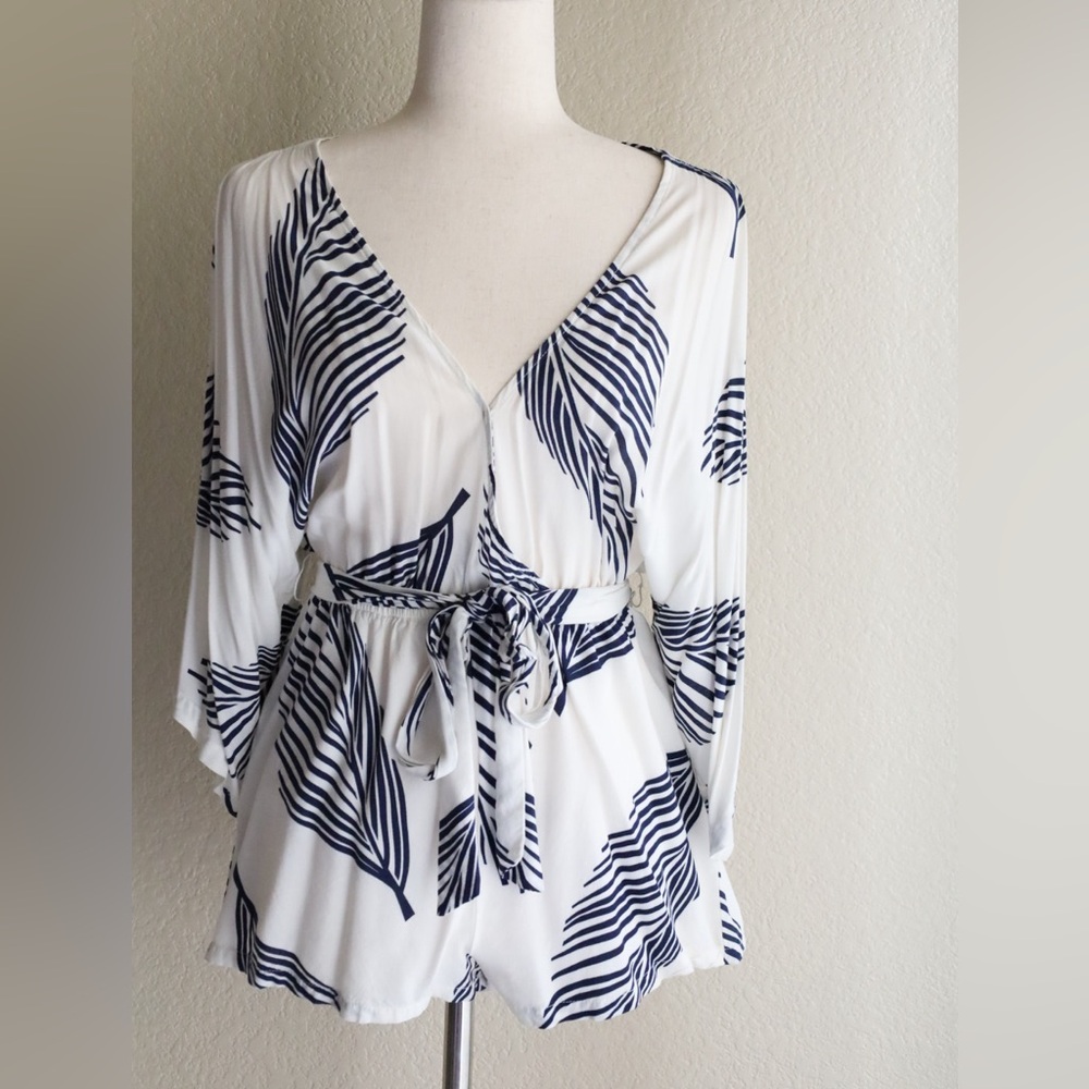 Aakaa Navy and White Swim Cover-Up